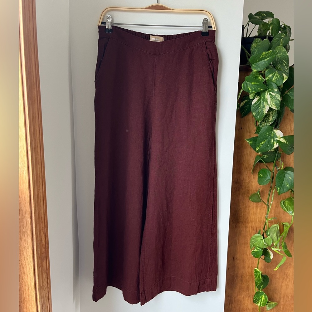 Free People Brown/Burgundy Wide Leg Pants